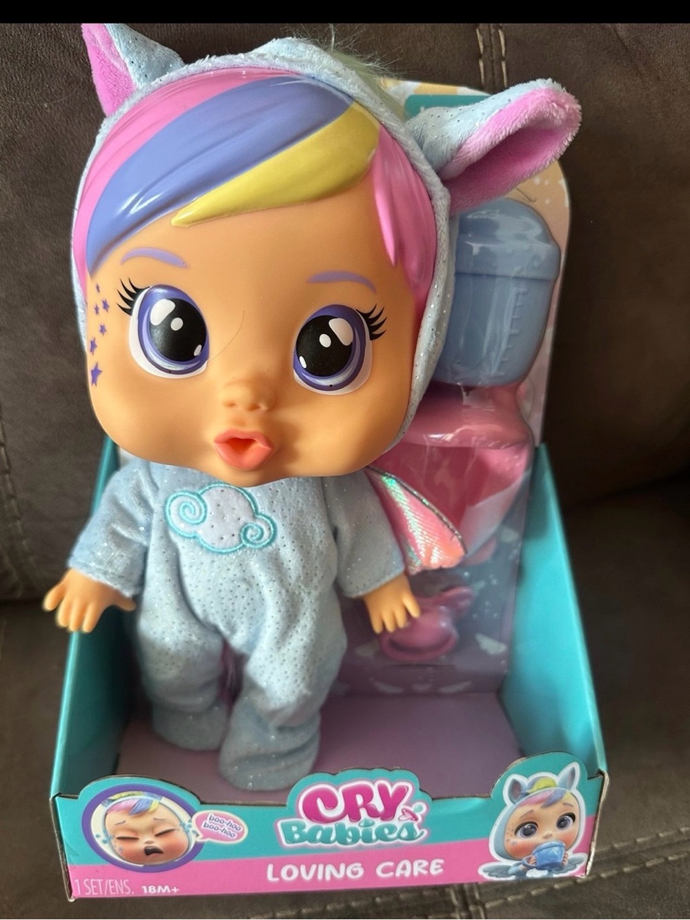 Cry Babies Plush Doll in Pastel Blue Outfit